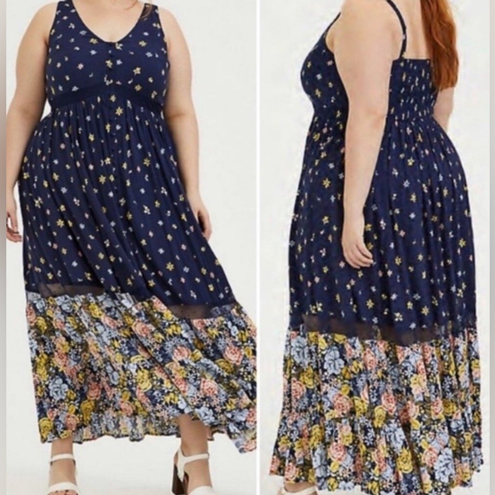 Torrid Navy Floral Maxi Skirt
